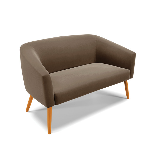 Namoradeira 02 Lugares Stella Suede Pés Palito Castanho D03 -