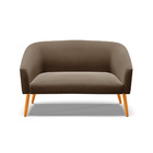 Namoradeira 02 Lugares Stella Suede Pés Palito Castanho D03 -