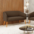 Namoradeira 02 Lugares Stella Suede Pés Palito Castanho D03 -