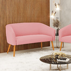 Namoradeira 02 Lugares Stella Suede Pés Palito Castanho D03 -