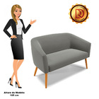 Namoradeira 02 Lugares Stella Suede Pés Palito Castanho D03 -