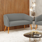 Namoradeira 02 Lugares Stella Suede Pés Palito Castanho D03 -