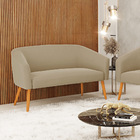 Namoradeira 02 Lugares Stella Suede Pés Palito Castanho D03 -