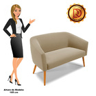 Namoradeira 02 Lugares Stella Suede Pés Palito Castanho D03 -