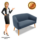 Namoradeira 02 Lugares Stella Suede Pés Palito Castanho D03 -