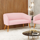 Namoradeira 02 Lugares Stella Suede Pés Palito Castanho D03 -