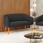 Namoradeira 02 Lugares Stella Suede Pés Palito Castanho D03 -