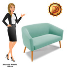 Namoradeira 02 Lugares Stella Suede Pés Palito Castanho - D'r