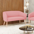 Namoradeira 02 Lugares Stella Suede Pés Palito Natural - D'ro