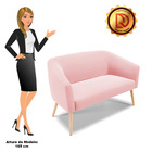 Namoradeira 02 Lugares Stella Suede Pés Palito Natural - D'ro