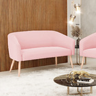 Namoradeira 02 Lugares Stella Suede Pés Palito Natural - D'ro