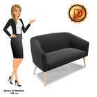 Namoradeira 02 Lugares Stella Suede Pés Palito Natural - D'ro