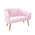 Namoradeira 02 Lugares Stella Suede Rosa Bebê Pés Palito Natu