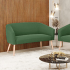 Namoradeira 02 Lugares Stella Suede Verde Pés Palito Natural