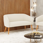 Namoradeira 02 Lugares Stella Veludo Bege Pés Palito Castanho