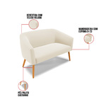 Namoradeira 02 Lugares Stella Veludo Bege Pés Palito Castanho