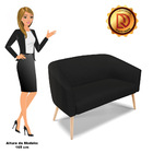 Namoradeira 02 Lugares Stella Veludo Luxo Off White A129 Pés