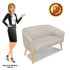 Namoradeira 02 Lugares Stella Veludo Luxo Pés Palito Castanho