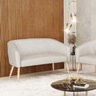 Namoradeira 02 Lugares Stella Veludo Luxo Pés Palito Natural