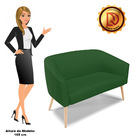 Namoradeira 02 Lugares Stella Veludo Luxo Pés Palito Natural