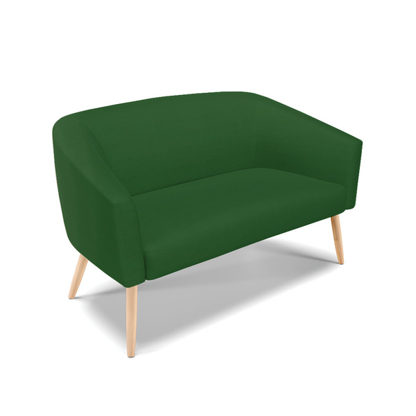 Namoradeira 02 Lugares Stella Veludo Luxo Pés Palito Natural