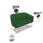 Namoradeira 02 Lugares Stella Veludo Luxo Pés Palito Natural