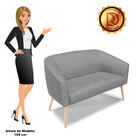 Namoradeira 02 Lugares Stella Veludo Luxo Pés Palito Natural