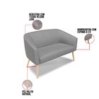 Namoradeira 02 Lugares Stella Veludo Luxo Pés Palito Natural