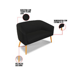 Namoradeira 02 Lugares Stella Veludo Luxo Preto A81 Pés Palit