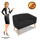 Namoradeira 02 Lugares Stella Veludo Pés Palito Castanho D03