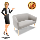 Namoradeira 02 Lugares Stella Veludo Pés Palito Natural D03 -