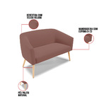 Namoradeira 02 Lugares Stella Veludo Pés Palito Natural D03 -