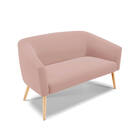 Namoradeira 02 Lugares Stella Veludo Rosê Pés Palito Natural