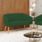 Namoradeira 02 Lugares Stella Veludo Verde Pés Palito Castanh