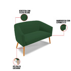 Namoradeira 02 Lugares Stella Veludo Verde Pés Palito Castanh