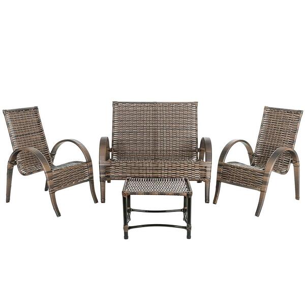 Namoradeira 2 Cadeiras Napoli Argila E 1 Mesa De Centro Fibra