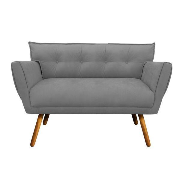 Namoradeira 2 Lugares Anitta Suede Pés Palito Castanho D03 -