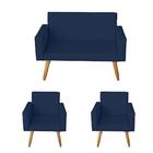 Namoradeira 2 Lugares Com 2 Poltronas Nina Azul Marinho