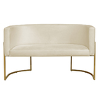 Namoradeira 2 Lugares Decorativa Luana Base Gold Veludo Bege