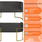 Namoradeira 2 Lugares Decorativa Luana Base Gold Veludo Cinza