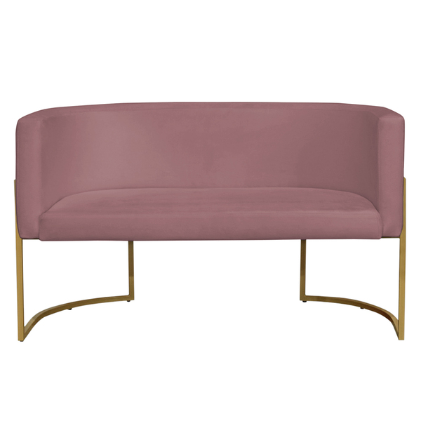 Namoradeira 2 Lugares Decorativa Luana Base Gold Veludo Rosê