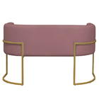 Namoradeira 2 Lugares Decorativa Luana Base Gold Veludo Rosê