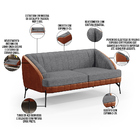 Namoradeira 2 Lugares E 2 Poltrona Coral D02 Linho Cinza Escu