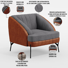 Namoradeira 2 Lugares E 2 Poltrona Coral D02 Linho Cinza Escu