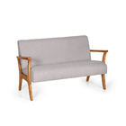 Namoradeira 2 Lugares Estofada Em Madeira Maciça Cléo Cinza C