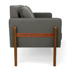 Namoradeira 2 Lugares Lana Suede Grafite Base De Madeira - D'