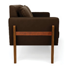 Namoradeira 2 Lugares Lana Suede Marrom Base De Madeira - D'r