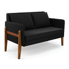 Namoradeira 2 Lugares Lana Suede Preto Base De Madeira - D'ro