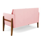 Namoradeira 2 Lugares Lana Suede Rosa Bebê Base De Madeira -