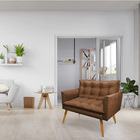 Namoradeira 2 Lugares Olivia Suede Marrom Pés Palito Castanho